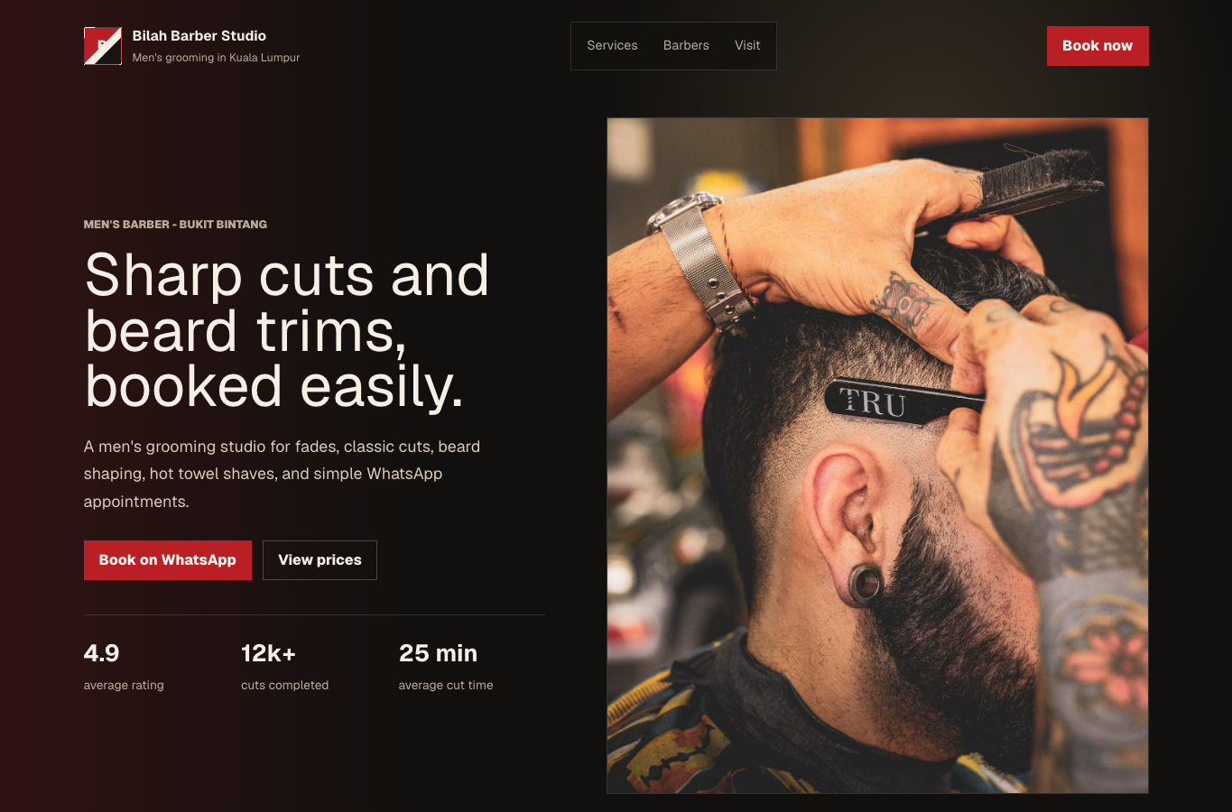Barber appointment demo website