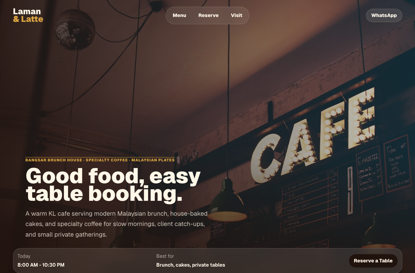 Cafe demo website