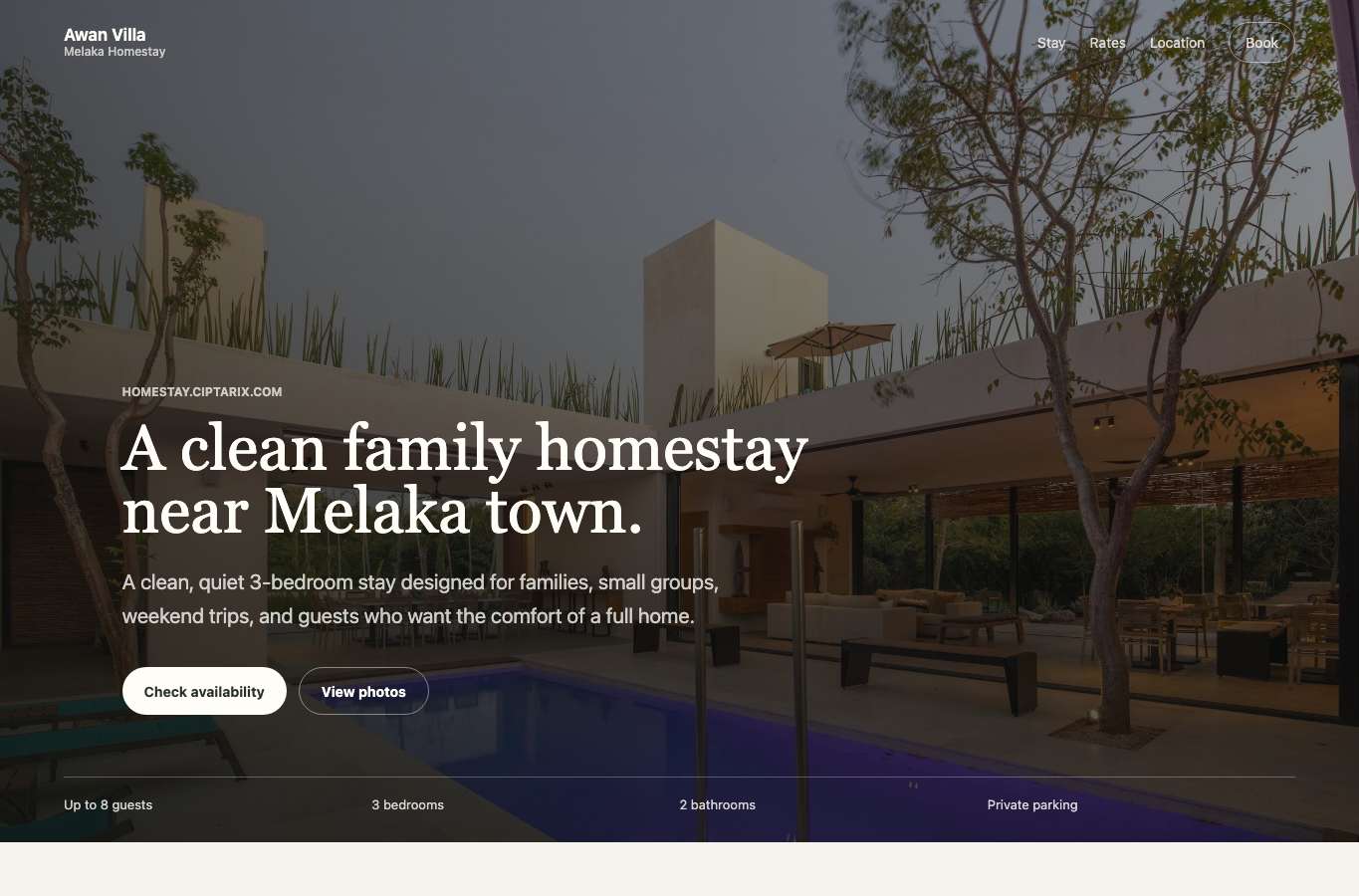 Homestay website preview