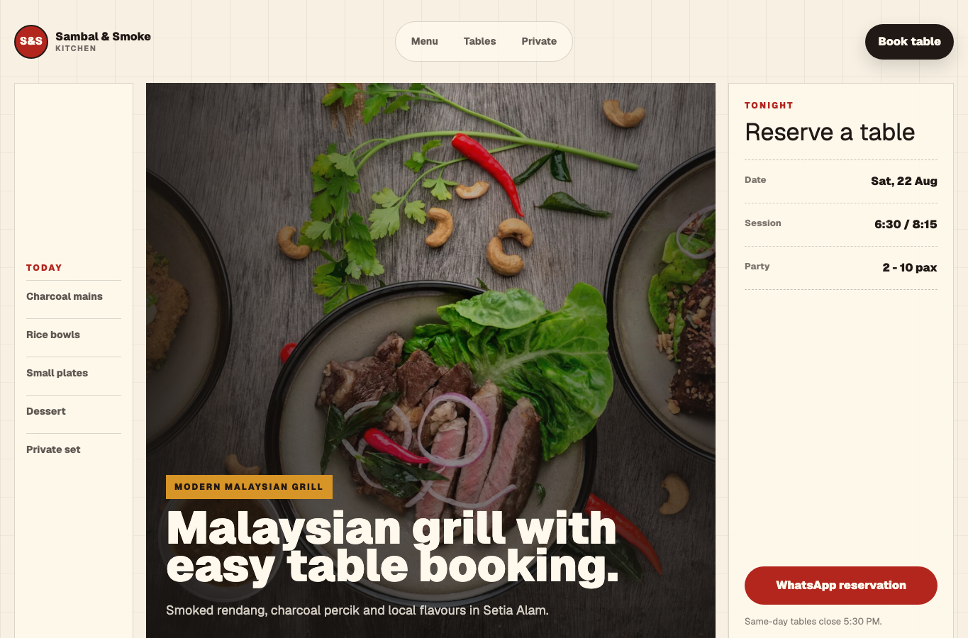 Restaurant demo website